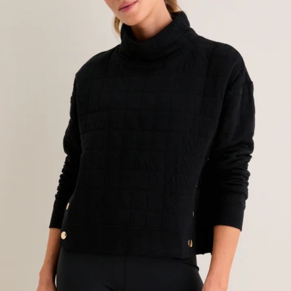 Tuckernuck Black Quilted Wright Funnel Neck Pullover Sweatshirt - Picture 2 of 10